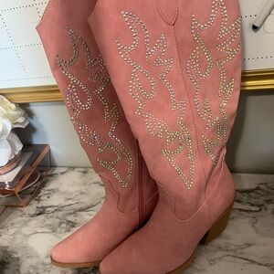 Women's Pink Rhinestone Western Cowboy Boots